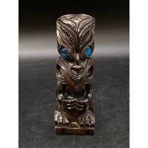 New Zealand Māori Teko Tongue out Resin Jewel Blue Eyes